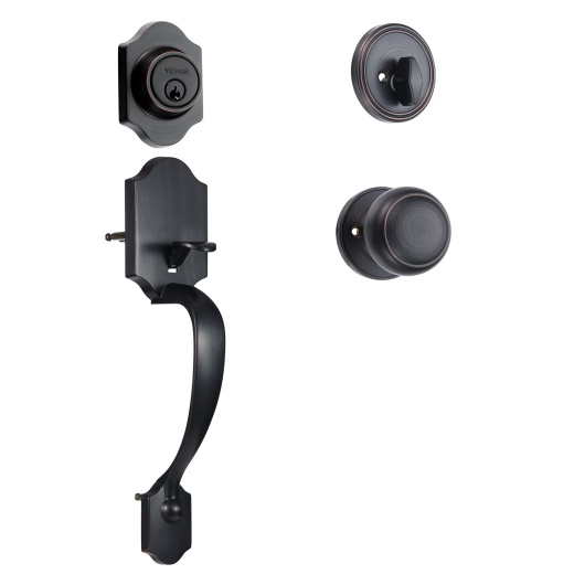 Vevor Front Door Handle and Deadbolt Set, Antique Copper Front Door Lock Set with Interior Knob