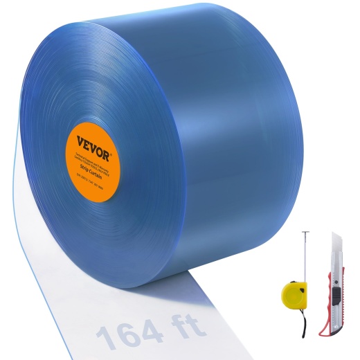 Vevor Strip Curtain - 164' Length x 8" Width x 0.08" Thickness - Clear PVC Smooth Curtain Strip Door Bulk Roll