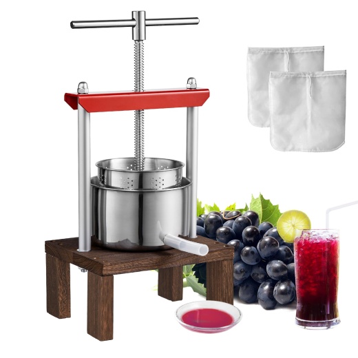 Vevor Fruit Wine Press 0.53 Gallon/2L - Manual Juice Maker for Kitchen and Home