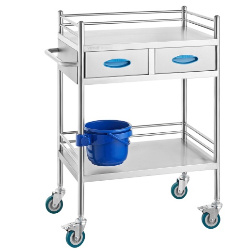 Vevor Lab Serving Cart | 2 Layers Stainless Steel Utility Rolling Cart