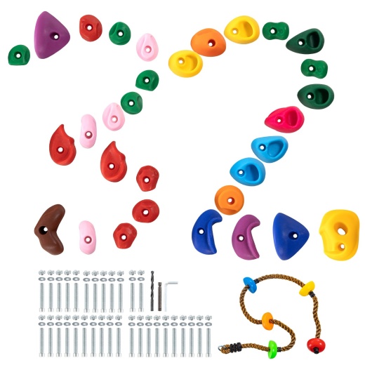 Vevor 32 Rock Climbing Holds Climbing Rocks With Colored Climbing Rope Hardware