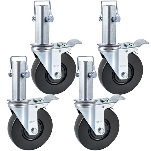 Vevor 4 Pack 5-Inch Scaffolding Rubber Swivel Caster Wheels with Dual Locking Heavy Duty Casters