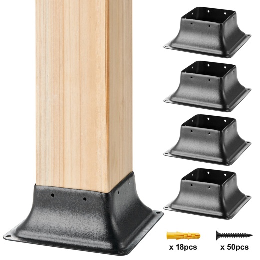 VEVOR 4x4 Post Base - Heavy-Duty Powder-Coated Steel Post Bracket for Decking Post Base