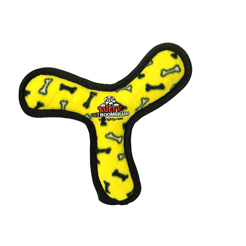 Tuffy Ultimate Boomerang Yellow Bone: Durable and Fun Playtime for Your Furry Friend