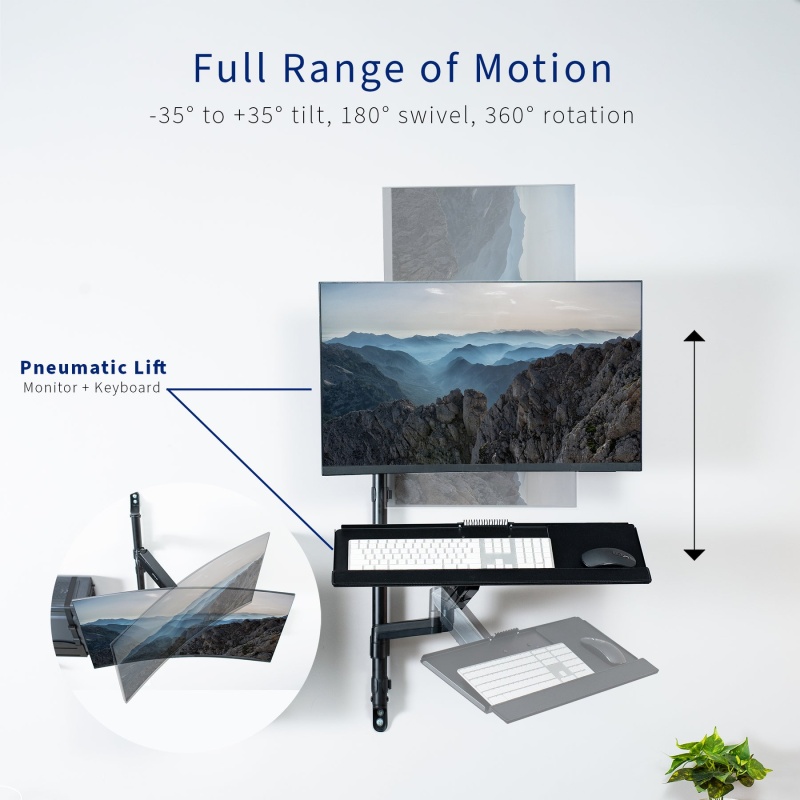 Single Monitor Sit To Stand Wall Mount Workstation