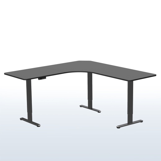 E3 Series - Curved Corner Triple Motor Electric Desk With Push Button Memory Controller White / White / 71"' X 71"