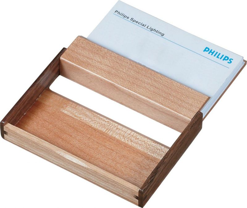 Durmast Natural Maple Wood And Walnut Desktop Business Card Case