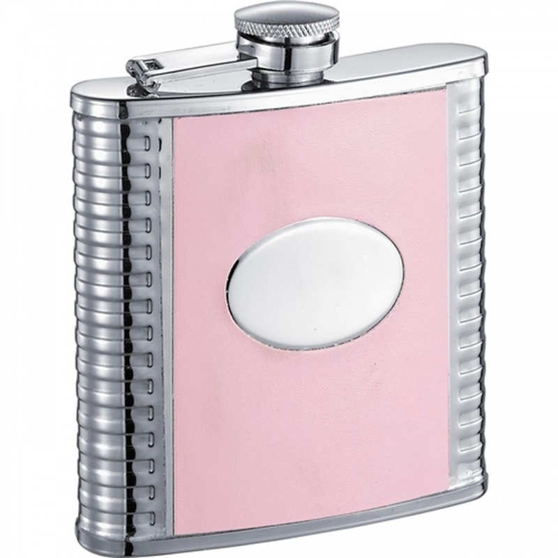 Visol Supermodel Pink Leatherette Stainless Steel 6Oz Hip Flask