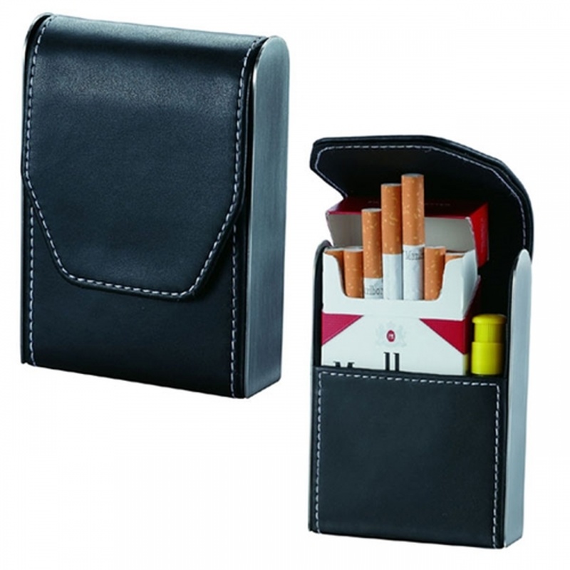 Visol Bolivia Black Leather Cigarette Pack Holder