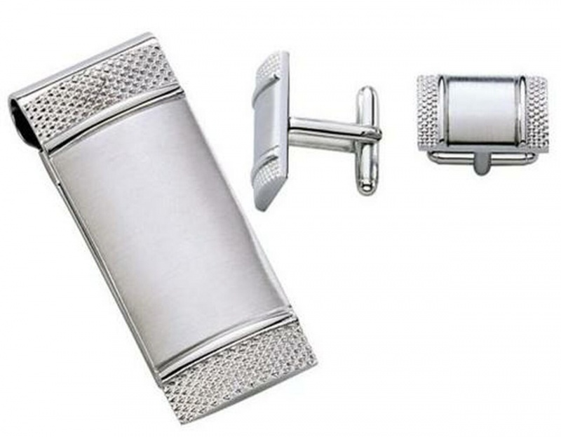 Visol Ales Stainless Steel Money Clip And Cufflinks Gift Set