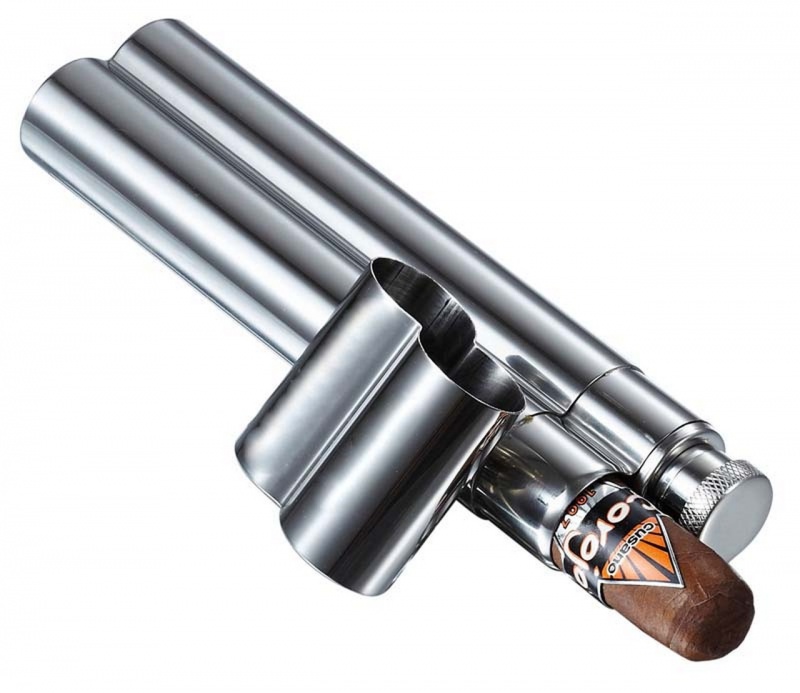 Visol Malamute Stainless Steel Cigar Tube And Liquor Flask Combo