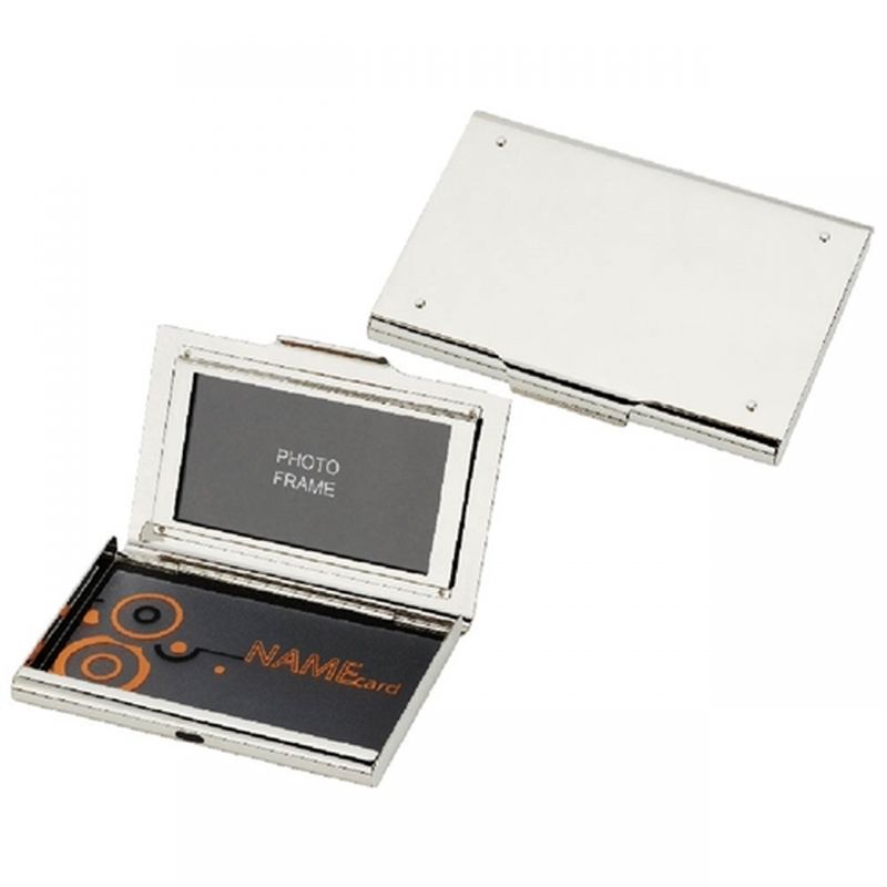 Athena Mirror Finish Business Card Case With Built-In Photo Frame