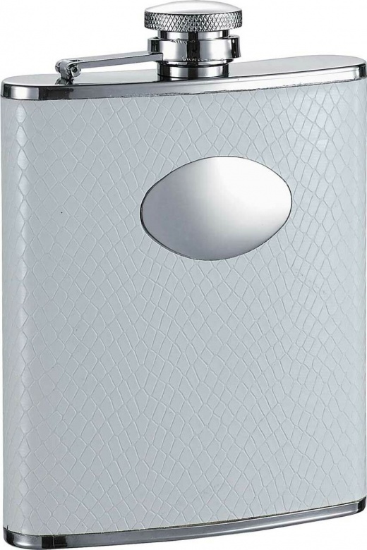 Visol Coverdale White Snakeskin Leatherette Stainless Steel Hip Flask