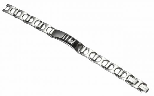 Caseti Sunderland Stainless Steel And Black Enamel Bracelet