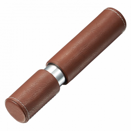 Visol Tristan Brown Leather And Stainless Steel Cigar Case