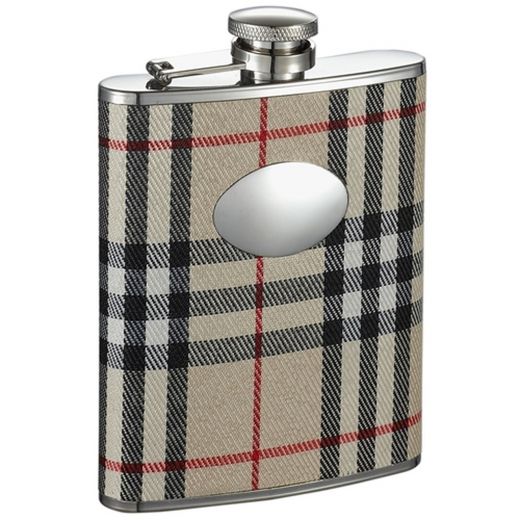 Visol Gabriella Plaid Wrapped Stainless Steel 8Oz Liquor Hip Flask