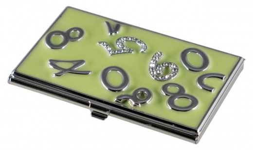 Visol Katya Green Lacquer With Crystals Women's Business Card Case