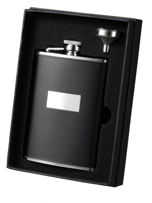 Visol Ontario Black Leather Stainless Steel and Funnel Gift Set