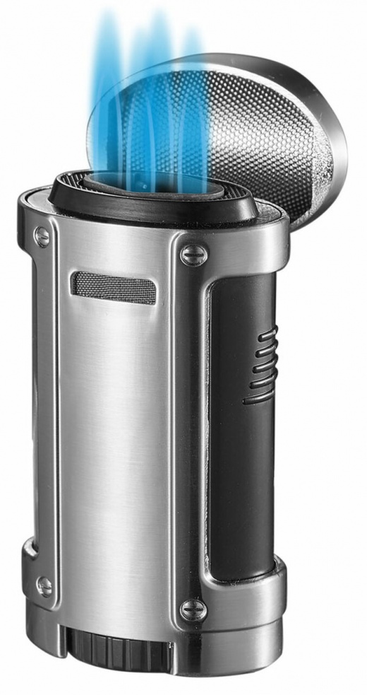Visol Rhino Brushed Chrome Quad Torch Flame Cigar Lighter