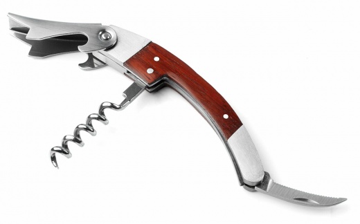 Visol Tassin Stainless Steel With Wood Grain Handle Corkscrew