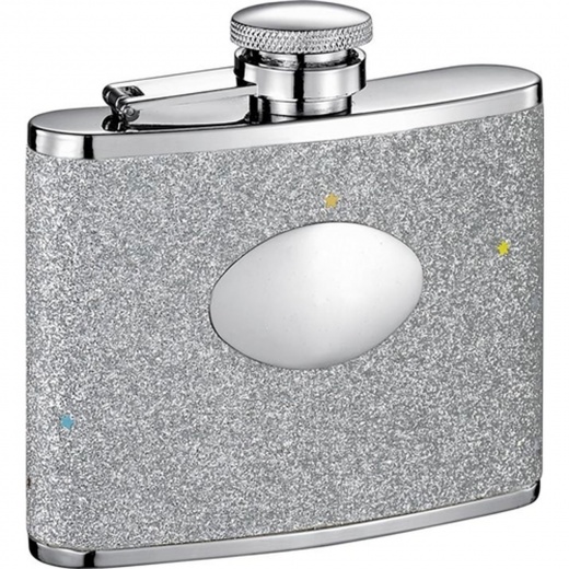 Visol Star Silver Glitter Stainless Steel 4Oz Hip Flask