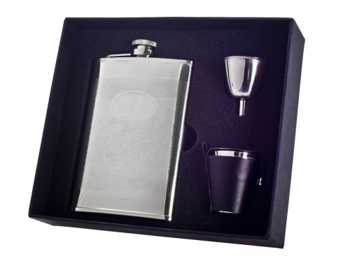Visol Mark Knit Design Stainless Steel 8Oz Deluxe Flask Gift Set