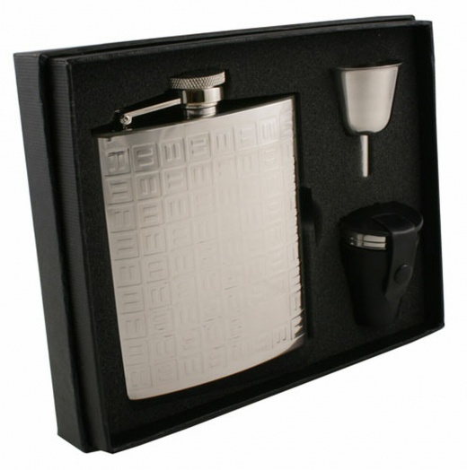 Visol Domino Stainless Steel 8Oz Deluxe Flask Gift Set