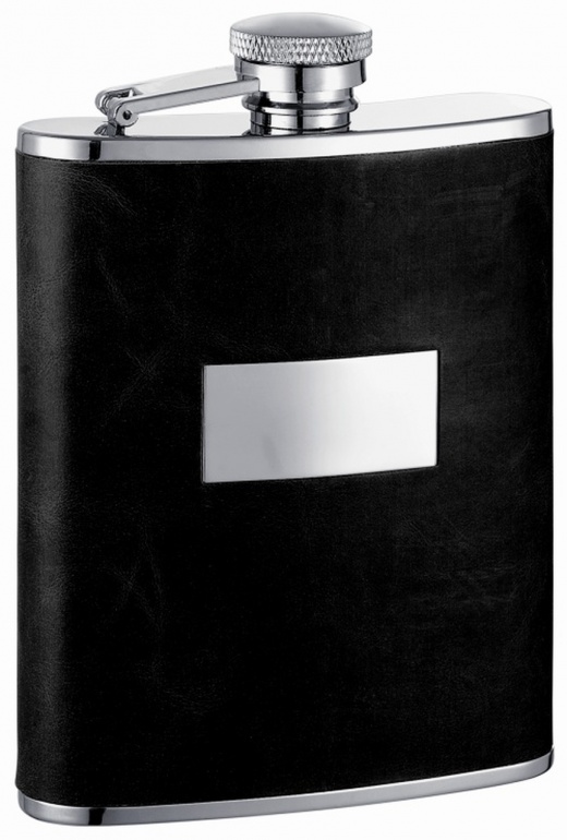 Visol Ontario Black Genuine Leather Hip Flask