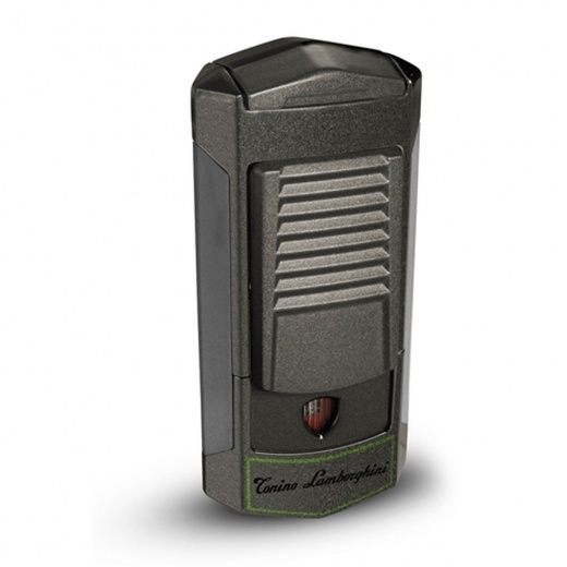 Tonino Lamborghini Sepang Metallic Grey With Green Lines Triple Torch Lighter