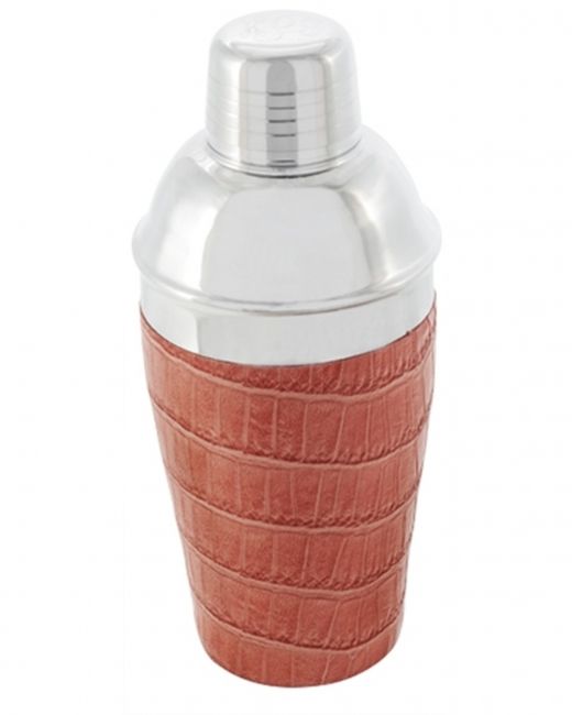 Visol Croc Pink Crocodile Leatherette Stainless Steel 16Oz Cocktail Shaker