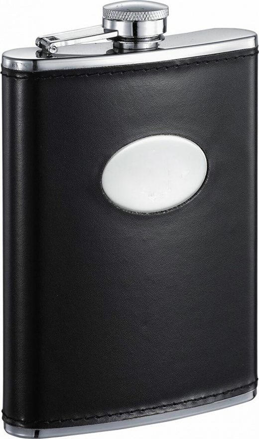 Visol Frank Black Leather Liquor Flask