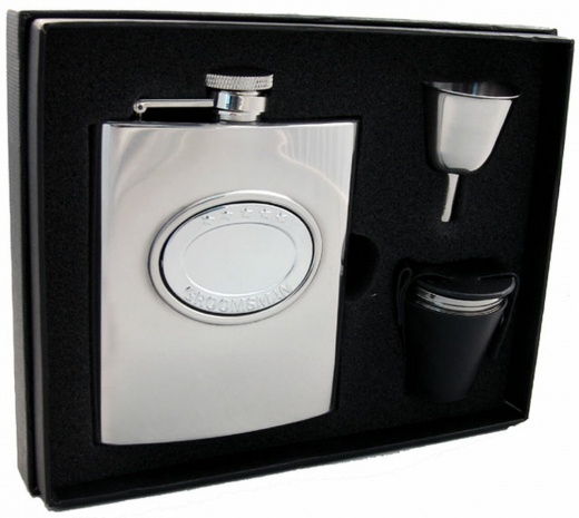 Visol 5 Stars Groomsman Stainless Steel 8Oz Deluxe Flask Gift Set