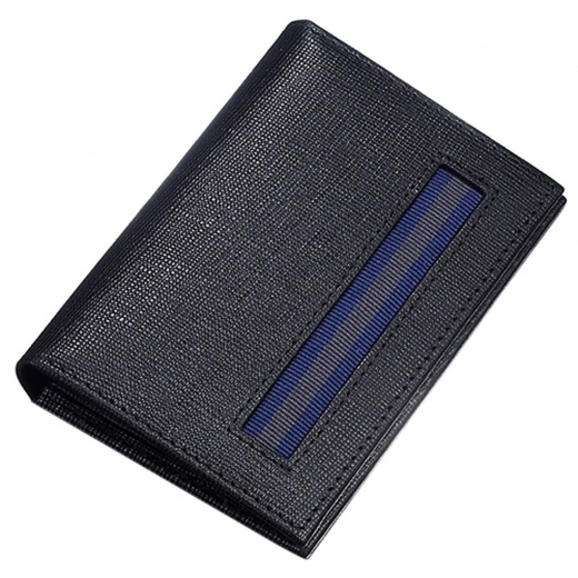 Caseti Roland Ribbed Black Leather Bifold Wallet