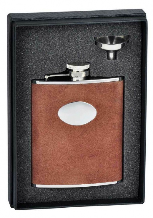 Visol Cowboy Brown Leather 6Oz Flask Gift Set