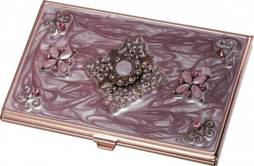 Visol Neima Lilac Marble And Copper Business Card Case