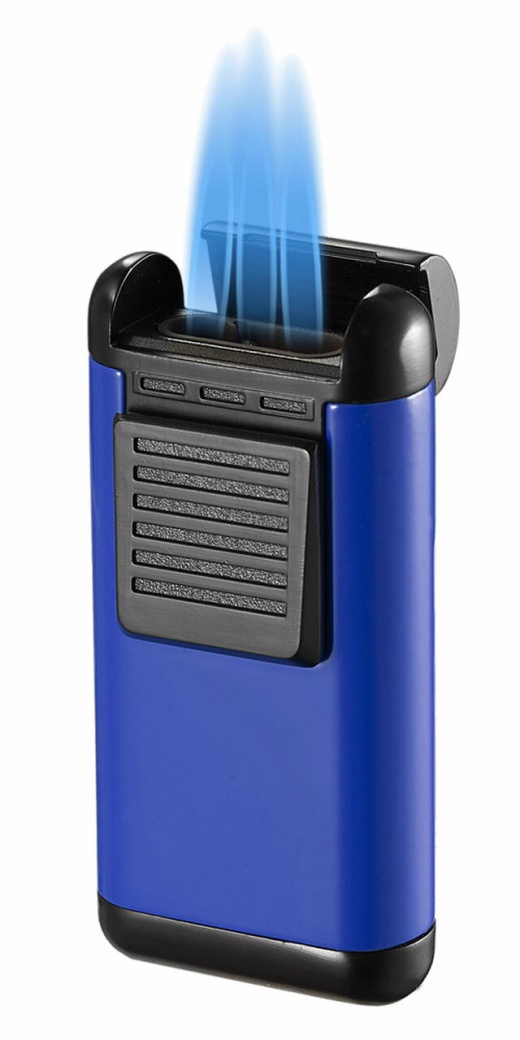 Visol Antero Blue Lacquer Triple Torch Flame Cigar Lighter