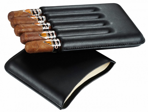 Visol Carmora Black Leather Cigar Case