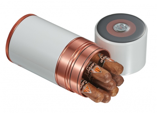 Visol Big Joe White Lacquer And Copper Travel Humidor