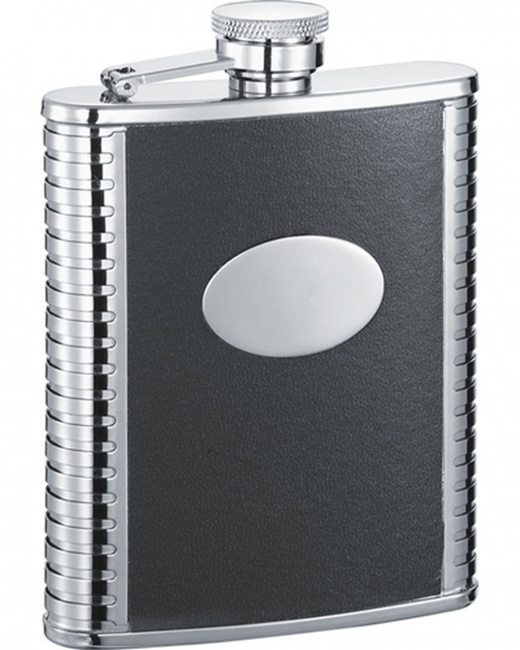 Visol Tux Black Leather 6-Oz. Groomsmen Flask