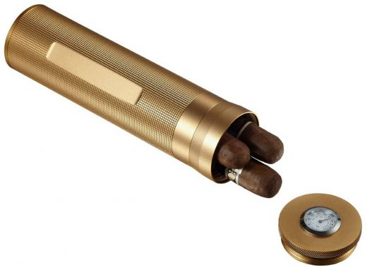 Visol Tucson Gold Finish Aluminum Travel Cigar Case
