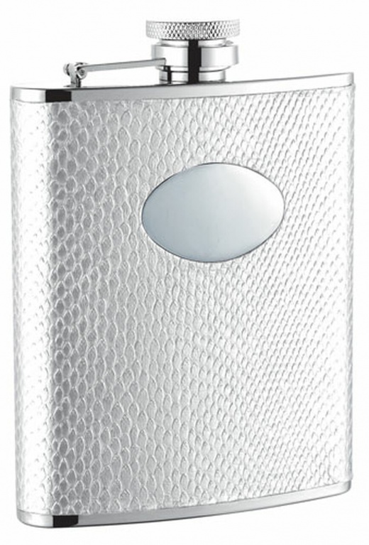 Visol Brilliance White Snakeskin Hip Flask