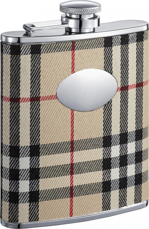 Visol Gabriella Plaid Wrapped Stainless Steel Liquor Flask