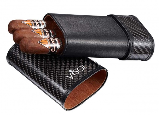 Visol Trinity Black Carbon Fiber Cigar Case