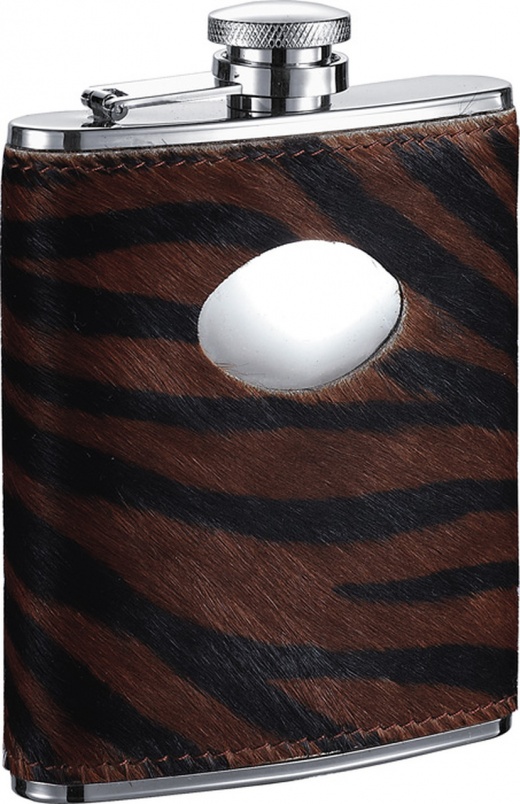 Visol Tiger Imitation Leather Stainless Steel Hip Flask