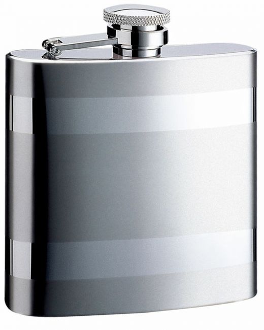 Visol Duo Striped Two-Tone Stainless Steel Hip Flask