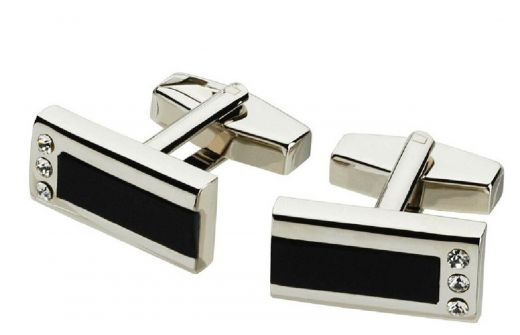 Visol Hymen Black Lacquer Crystal Cufflinks - Luxury Accessories for the Discerning Gentleman
