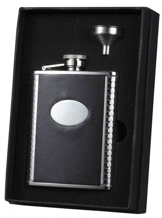 Visol Veda 6 Oz Bonded Leather Liquor Flask Gift Set