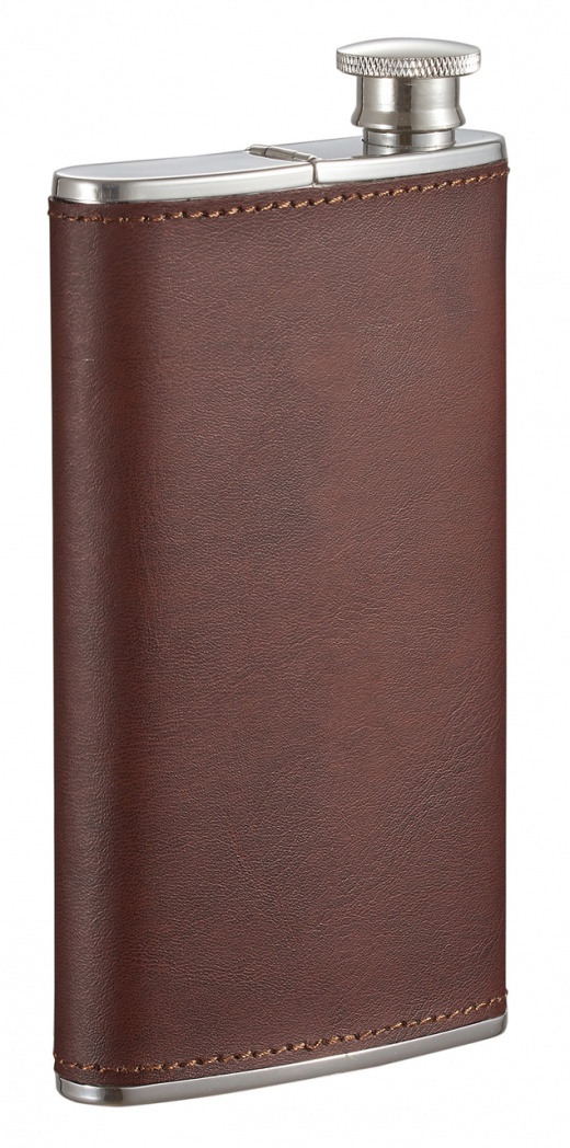 Visol Edian Stainless Steel 4 Oz Flask With Built-In Cigar Case