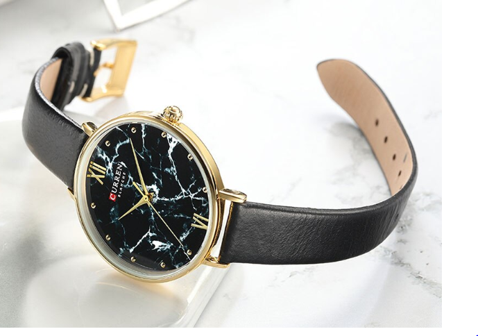 Sophistic Curren Women's Leather Quartz Watch I Black