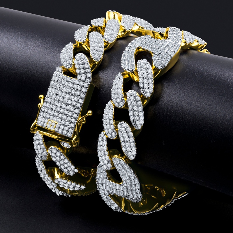 Inculcar 20 Mm Iced Out Chain I Gold